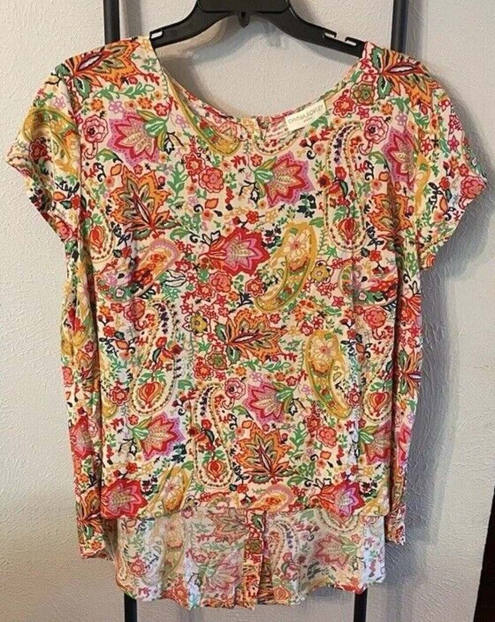 Cynthia Rowley Women’s Multicolor Floral Button Back Hi-Lo Top Color Size 2X NWT